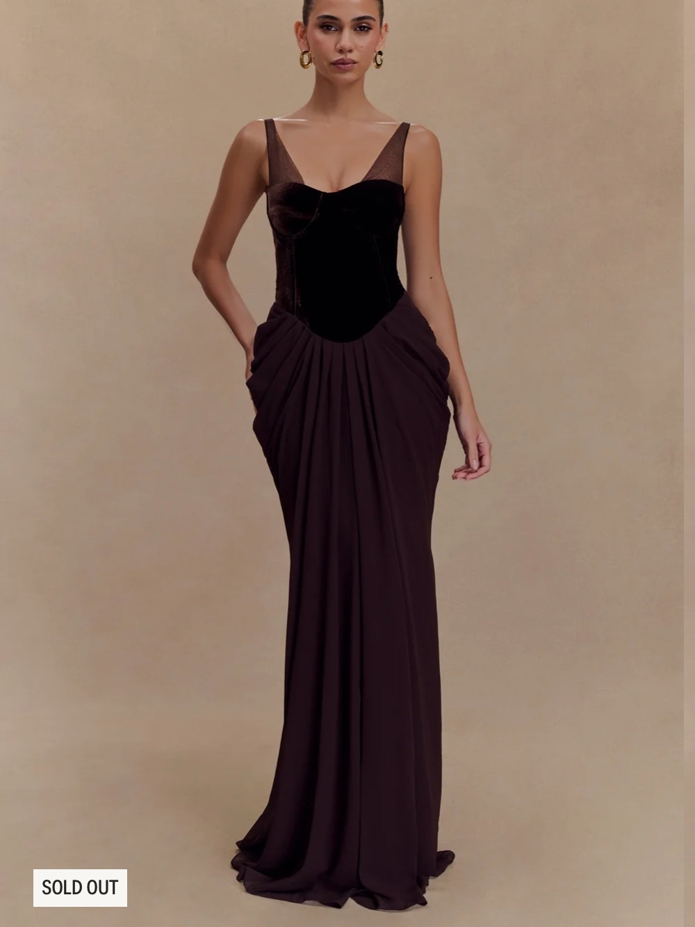 NWT Meshki Roxanne Velvet Corset Maxi Dress